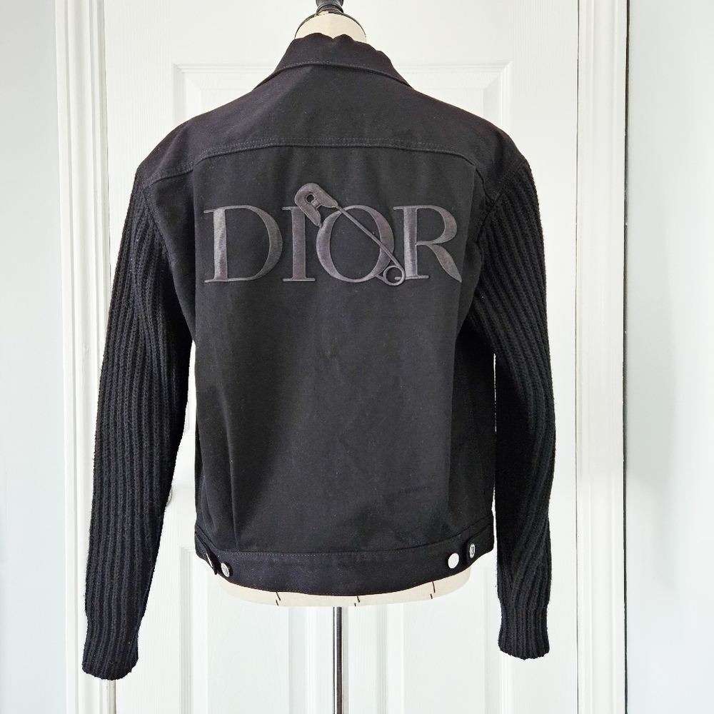 Dior Black Demin Jacket with Knit Sleeves